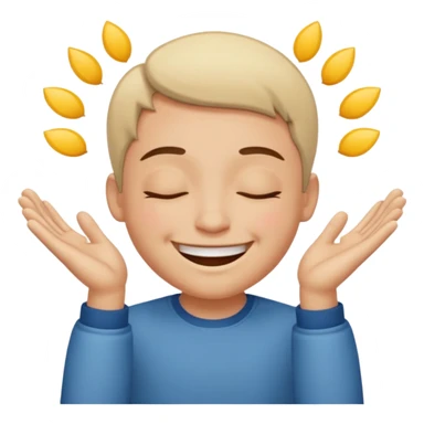 מישהו עם חיוך גדול עיניים סגורות וידיים באמצע ישרות  sticker