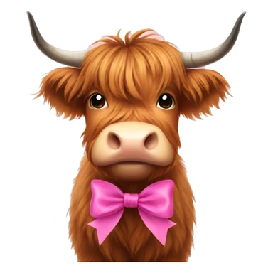 Highland cow with a ribbon pink bow sticker