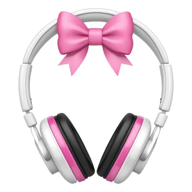 White headphones with pink bow sticker