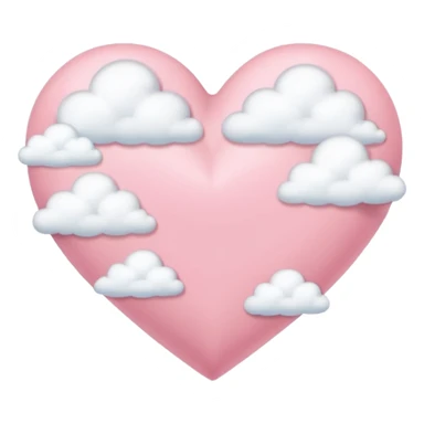 pastel pink heart with fluffy white clouds iOS Apple emoji style sticker