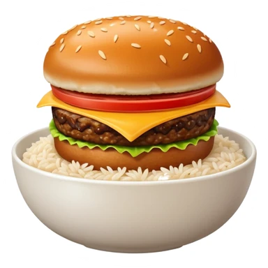 I want a hamburger patty on a bowl of rice sticker