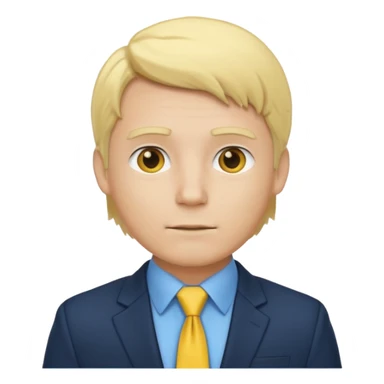 consulting man with hand with white skin and blonde hair with blue shirt and yellow tie and black blazer sticker