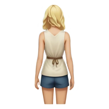 frame - the back of a blonde woman stands at a mountain crossroads, her back turned as she contemplates two trails—one illuminated,, and one shrouded in darkness, representing reaction. with hands on chest sticker