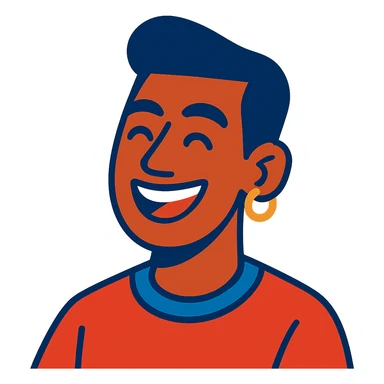 smiling man with earrings in vibrant toon style sticker