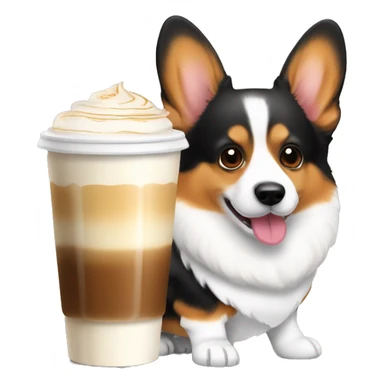 Tricolor corgi pembroke with latte sticker