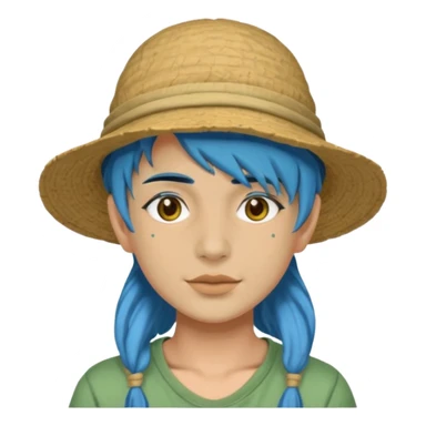 messy green full face clay mask and tourist hat blue hair  sticker