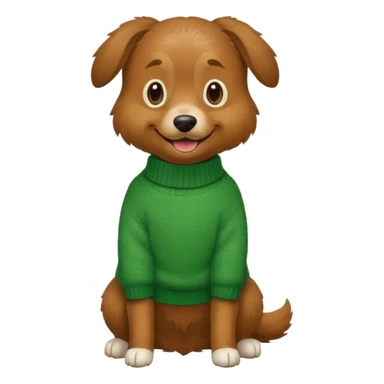 dog wear a green sweater, full body sticker
