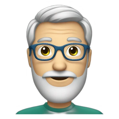 Funny man with grey beard and blue glasses, dark green eyes sticker