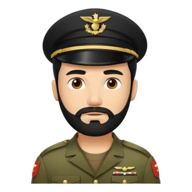 male soldier black hair and beard style remove cap sticker