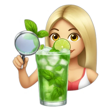 argentine girl with magnifying-glass drinking mojito sticker