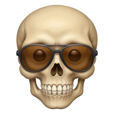 Make a skull face with sunglasses down a bit so you can see his eyes and his left eye brow up a bit make it look like an emoji cartoony sticker