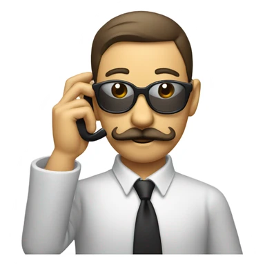 Mustache face holding cellphone  sticker