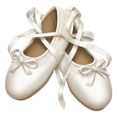 Crossed white ballet shoes with long and beautiful corses design, light lace on the surface sticker