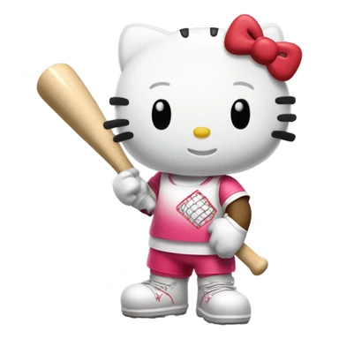 cartoon character hello kitty holding abaseball bat sticker