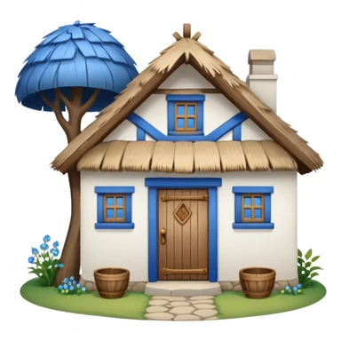 A Ukrainian peasant house with white walls sticker