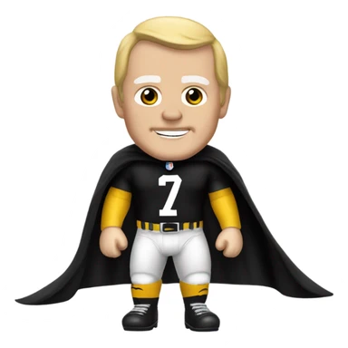 Terry Bradshaw Pittsburgh Steelers player in helmet and uniform with black cape. sticker