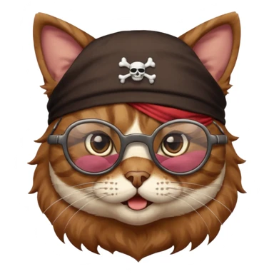 pirate cat with glasses sticker