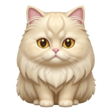 A 3D cartoon Persian cat with soft cream-white long fur, round face, golden eyes, gentle expression, cinematic Memoji-style lighting. full body or half body. sticker