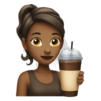 a girl drinking a cup of iced coffee sticker