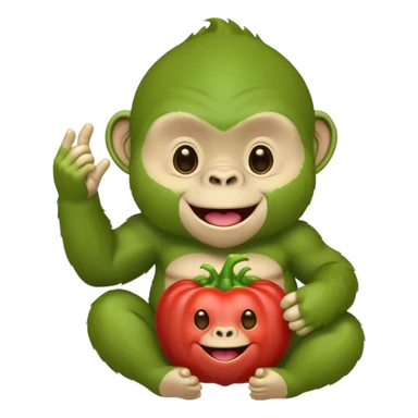 A green gorilla that loves vegetables and is part of a kindergarten named banban's kindergarten sticker