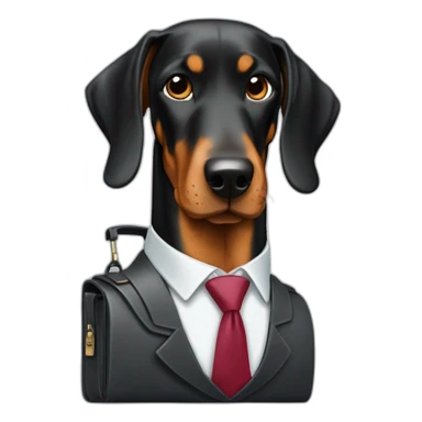 Doberdore dog (floppy ears) in tie and with briefcase  sticker