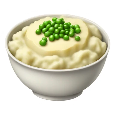 bowl of mashed potatoes with gravy and peas sticker