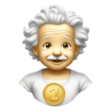 albert einstein happy baby face gold medal sticker