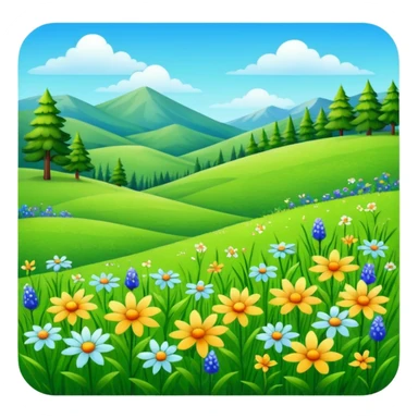 lush green meadow with wildflowers sticker