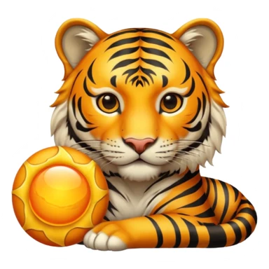 Gold tiger holding a sun ☀️🐯 sticker