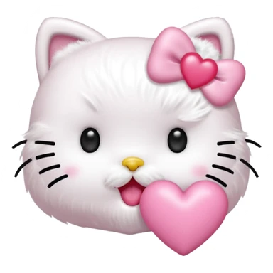 Hello kitty qui fait un bisous avec sa bouche et un cœur rose sort de sa bouche  sticker