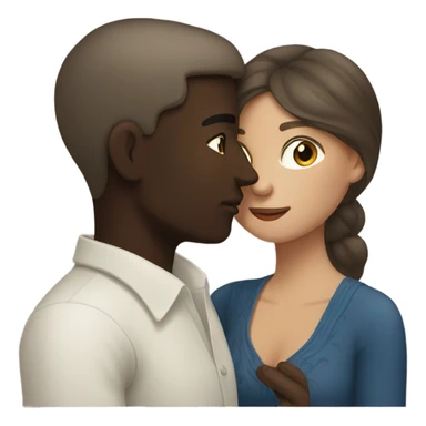 Balinese dark-skinned guy kisses a white-skinned Russian girl but with brown hair sticker