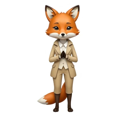 extremely sad crying anthropomorphised female fox in stylish outfit, no sunglasses, looking to the left, hunched over in poor posture, full-body view sticker