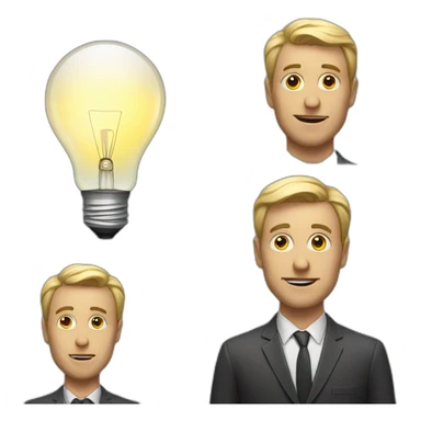Portrait of a man with a light bulb instead of a head sticker
