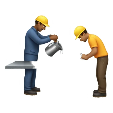 man pouring steel sticker