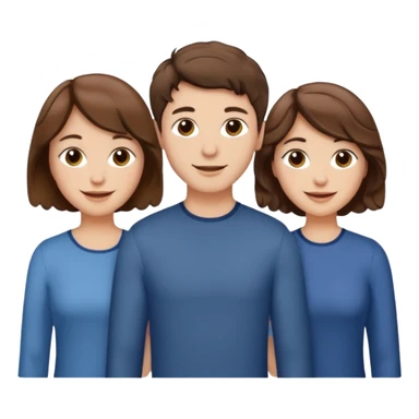 Throuple two women with short wavy brown hair, male with short brown hair sticker