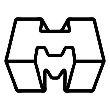 Minecraft logo inspired icon, outlined style, no fill sticker
