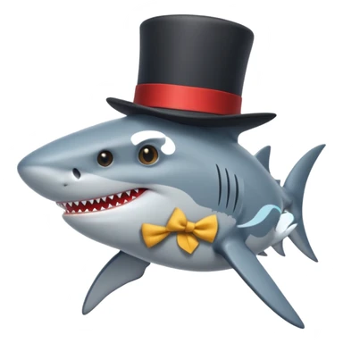 Shark with a top hat sticker