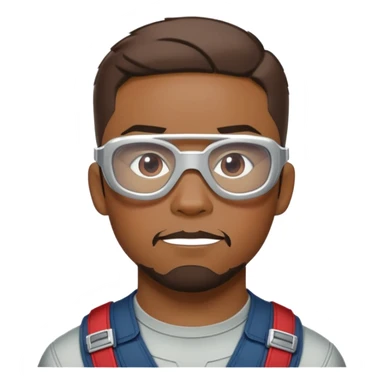 sam wilson with short hair, side-whiskers, and wear red-white safety glasses from  from captain america: civil war sticker