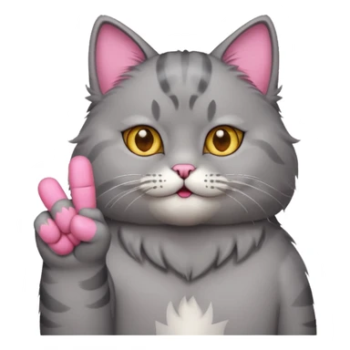 Gray cat giving middle finger sticker