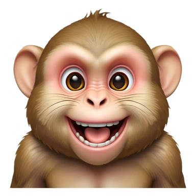 Cinematic Cheeky Macaque Portrait Emoji, Grinning mischievously with a tilted head and a playful smirk, showcasing a smart, agile build with soft, textured fur and wide, sparkling eyes pulling a funny face, Simplified yet strikingly expressive features, highly detailed, glowing with a warm, vibrant radiance, high shine, spirited and impish, stylized with an air of cheeky primate mischief, focused and teasing, soft glowing outline, capturing the essence of a cheeky macaque that looks ready to jump out of the screen with playful charm! sticker