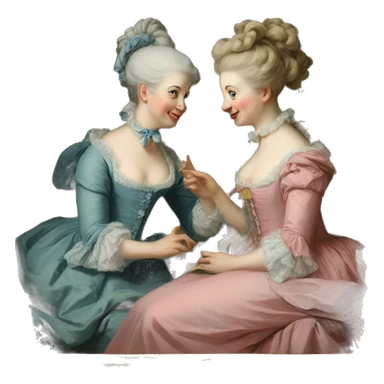 Painting of two rococo women chatting sticker