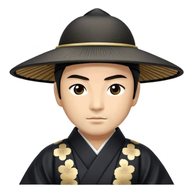 shogun in a black kimono with an eboshi hat, Edo period sticker