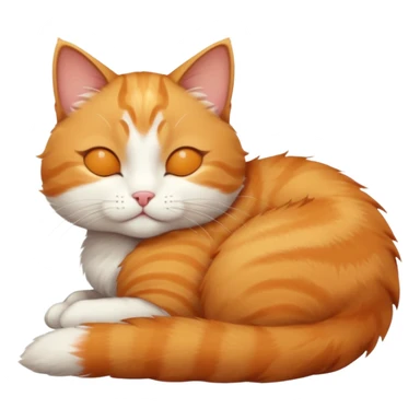 ginger and white small cat eyes closed lying down in weird position sticker