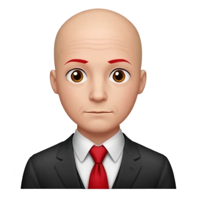 man Bald with red necktie, red dress, tattoos. sticker