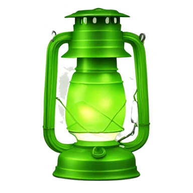 Realistic camping lime green lit camping lantern lisolated. sticker