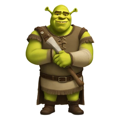 Shrek holding a Stanley  sticker