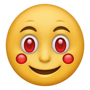 Make a yellow emoji smiling with red and tired eyes, under his nose there are white powder sticker