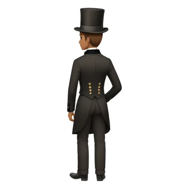 19th century man in a top hat, full body, standing, facing away sticker