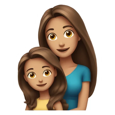 Mom with long brown beautiful hair and daughter with long brown hair  sticker