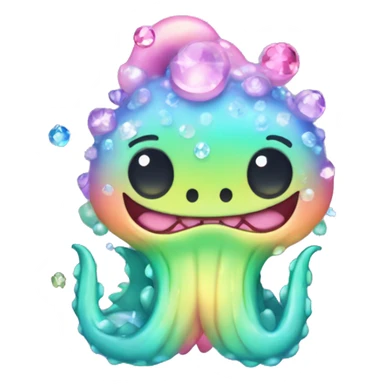 Kawaii rainbow pastel bedazzled sea monster    sticker